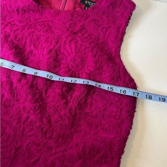 Etcetera 3D Raw Textured Floral Silk Sheath Dress Fuchsia Formal Chic Sz 4 - Picture 12 of 13